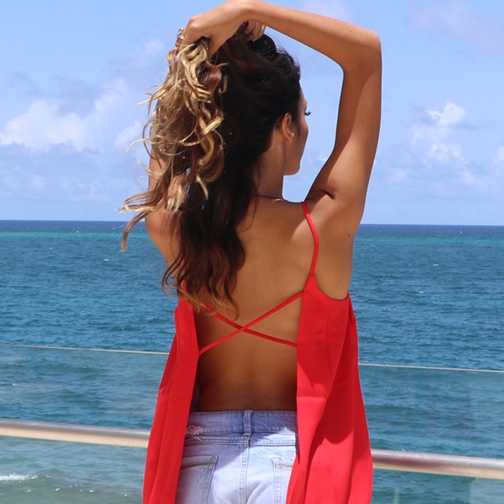 Red Backless Top